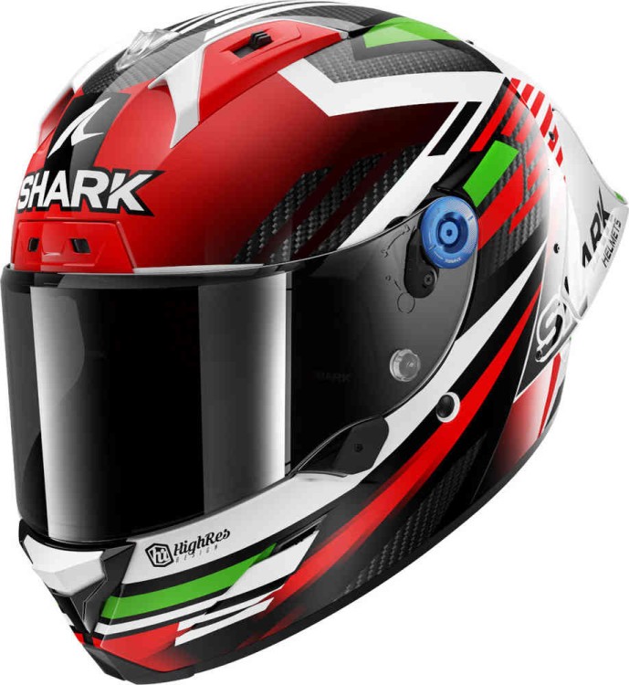 Мотошлем интеграл Shark Aeron GP FIM Firstlap Carbon Белый/Красный/Зеленый HE1020E-DRG-XS