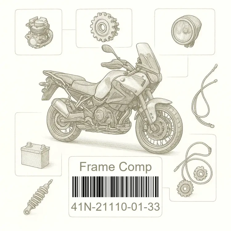 41N-21110-01-33 Frame Comp, Yamaha Номер детали 41N-21110-01-33, 41N211100133
