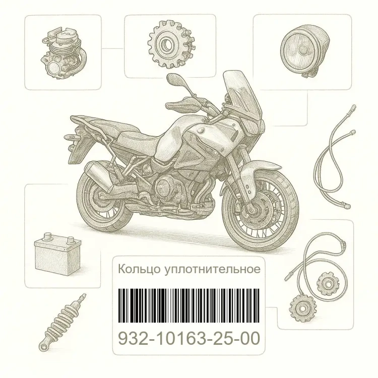 932-10163-25-00 Кольцо уплотнительное, Yamaha Номер детали 932-10163-25-00, 932101632500, 932-10163-25, 9321016325, 932 10163 25