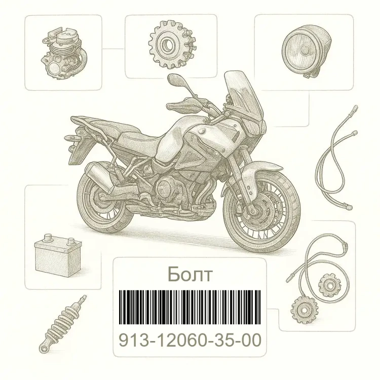 913-12060-35-00 Болт, Yamaha Номер детали 913-12060-35-00, 913120603500, 913-12060-35, 9131206035, 913 12060 35