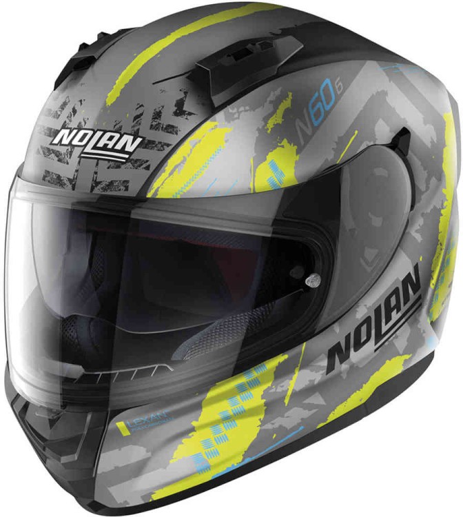 Мотошлем интеграл Nolan N60-6 Wheelspin Серый матовый/желтый N660006190595