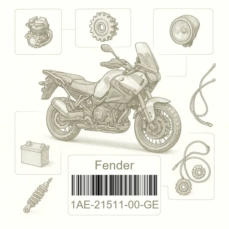 1AE-21511-00-GE Fender, Front, Yamaha Номер детали 1AE-21511-00-GE, 1AE2151100GE