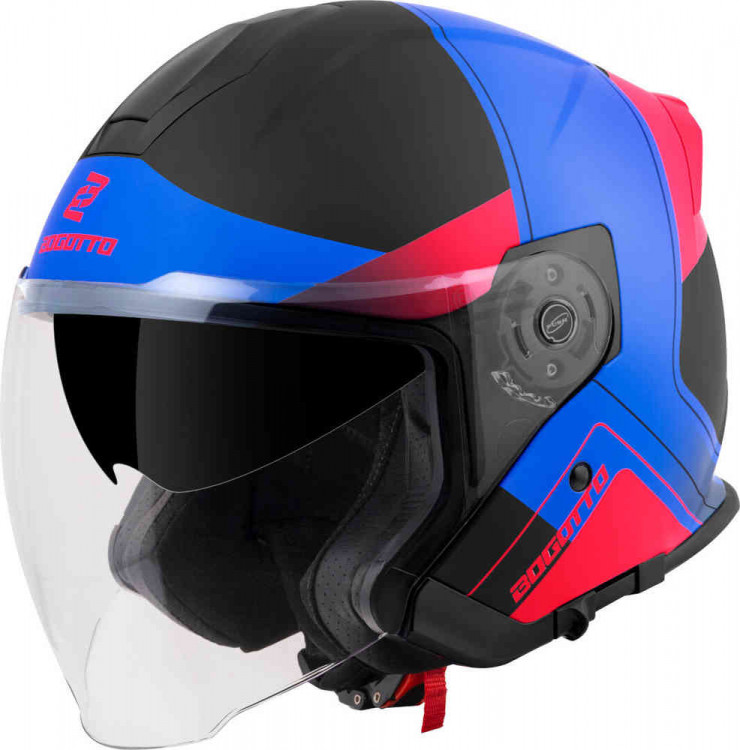 Мотошлем открытый Bogotto H586 City-B Черный матовый/красный/синий 2099900266850