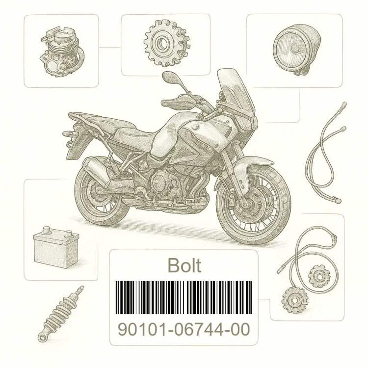 90101-06744-00 Bolt, Yamaha Номер детали 90101-06744-00, 901010674400, 90101-06744, 9010106744, 90101 06744