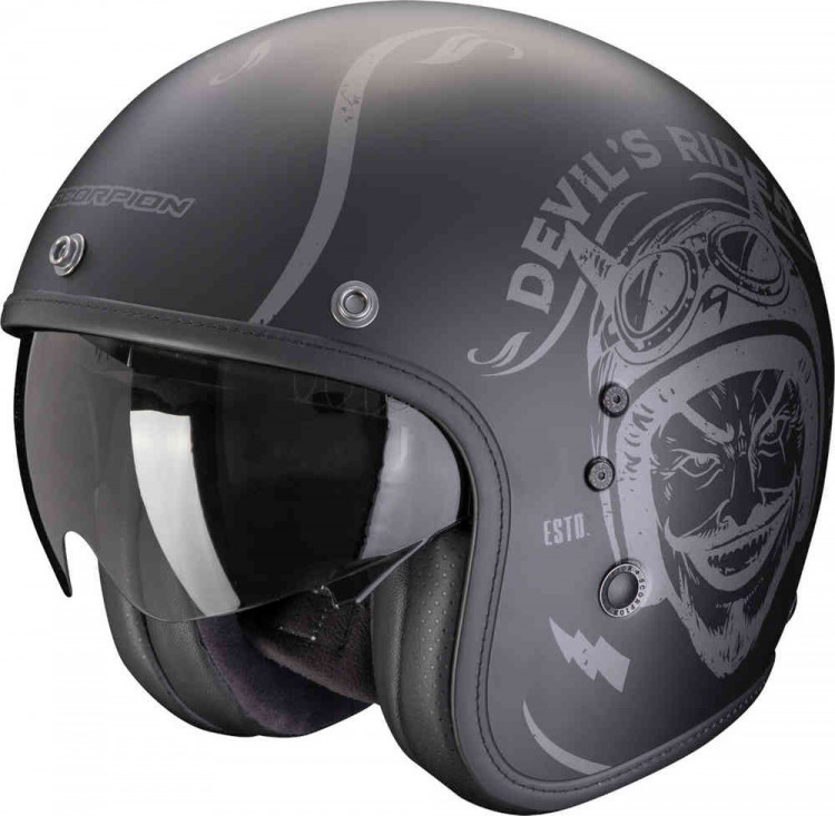 Мотошлем открытый Scorpion Belfast Evo Romeo Черный матовый/Серебристый 78-459-159-02