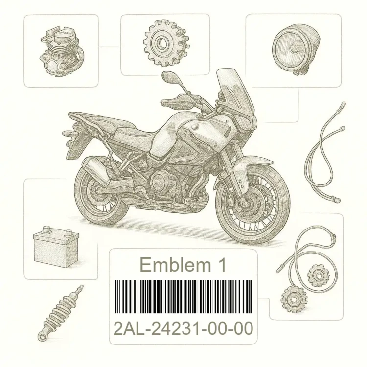 2AL-24231-00-00 Emblem 1, Yamaha Номер детали 2AL-24231-00-00, 2AL242310000, 2AL-24231-00, 2AL2423100, 2AL 24231 00