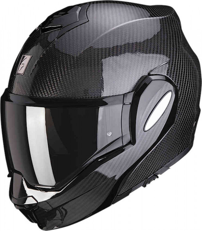  Мотошлем модуляр Scorpion Exo-Tech Evo Solid Carbon черный глянцевый