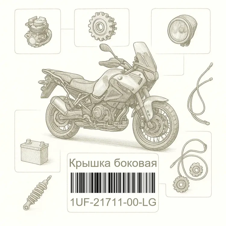 1UF-21711-00-LG Крышка боковая, Yamaha Номер детали 1UF-21711-00-LG, 1UF2171100LG