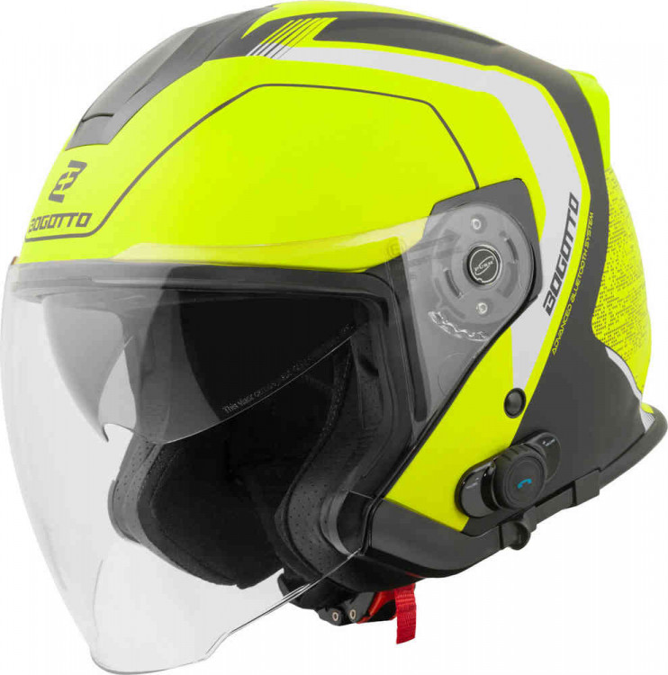 Мотошлем открытый Bogotto H586 BT Illus Черный матовый/Желтый BGT-05-MH-095-17-XS