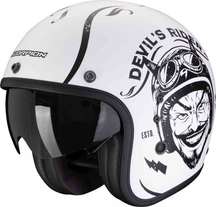 Мотошлем открытый Scorpion Belfast Evo Romeo Матовый белый/Черный 78-459-201-03