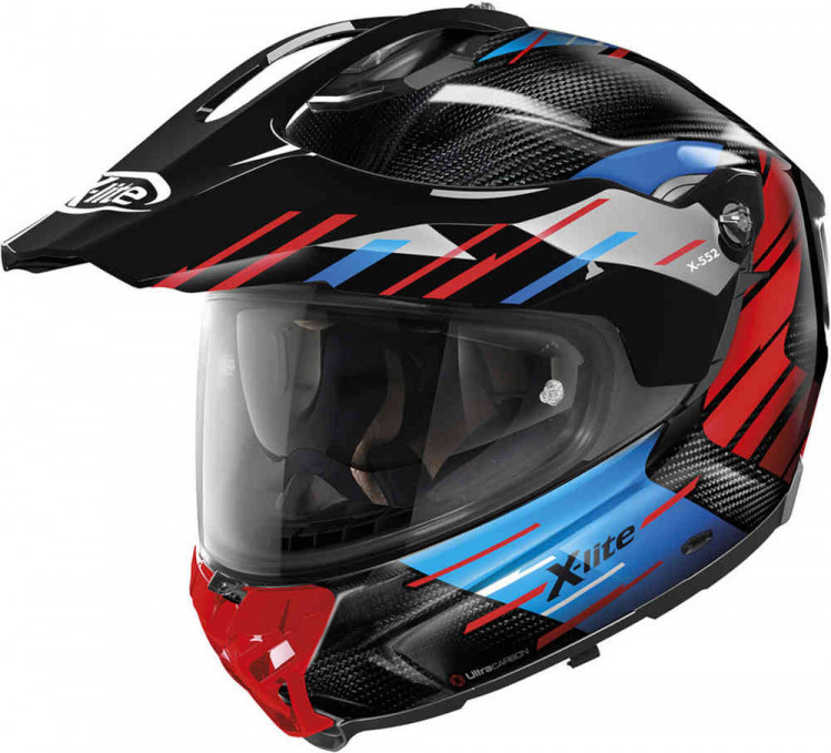 Мотошлем для мотокросса и эндуро X-Lite X-552 Ultra Carbon Waypoint N-Com Черный/Красный/Синий XU50006390212