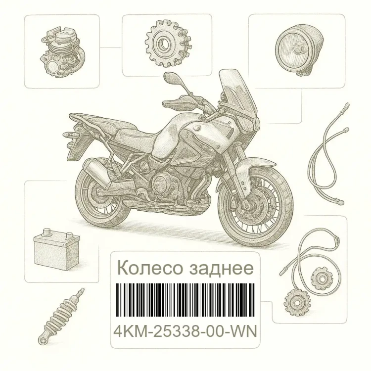 4KM-25338-00-WN Колесо заднее, Yamaha Номер детали 4KM-25338-00-WN, 4KM2533800WN