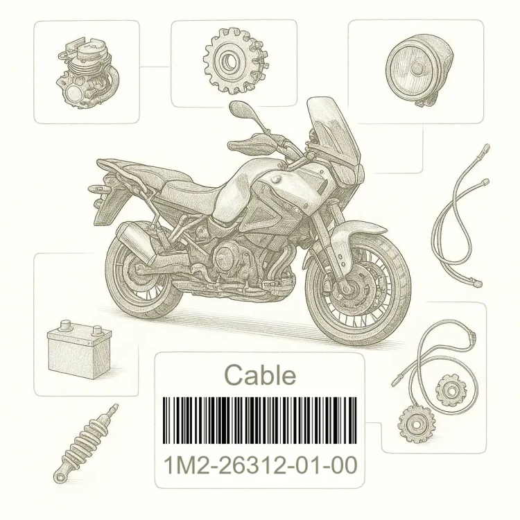 1M2-26312-01-00 Cable, Throttle 2 (245Mm), Yamaha Номер детали 1M2-26312-01-00, 1M2263120100, 1M2-26312-01, 1M22631201, 1M2 26312 01