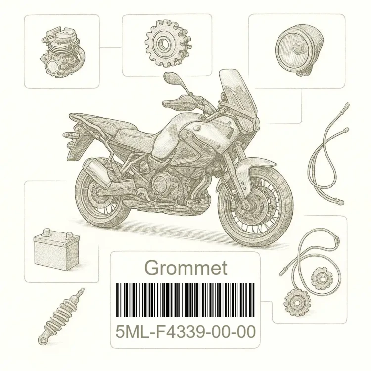 5ML-F4339-00-00 Grommet, Yamaha Номер детали 5ML-F4339-00-00, 5MLF43390000, 5ML-F4339-00, 5MLF433900, 5ML F4339 00