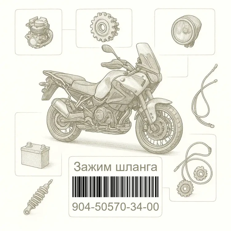904-50570-34-00 Зажим шланга, Yamaha Номер детали 904-50570-34-00, 904505703400, 904-50570-34, 9045057034, 904 50570 34