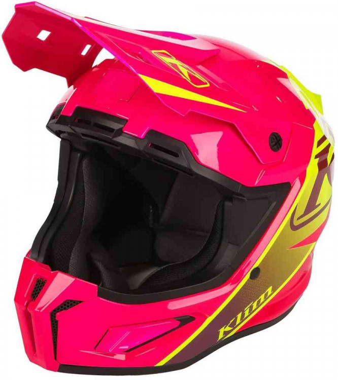 Мотошлем для мотокросса и эндуро Klim T1 Freeride розовый/жёлтый 4155-000-120-006