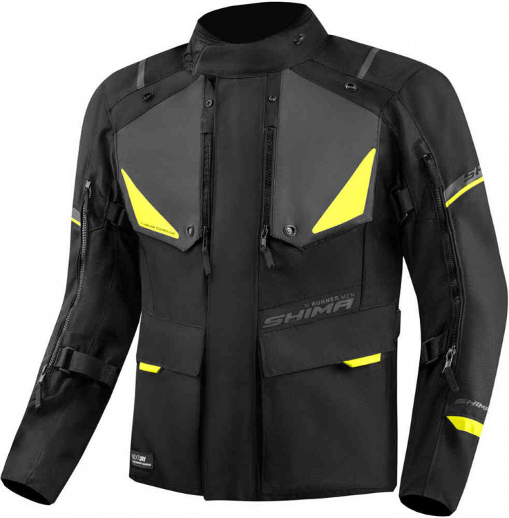 Мотокуртка текстильная мужская SHIMA Runner Черный/Желтый RUNNER-MEN-JKT-FLUO-S