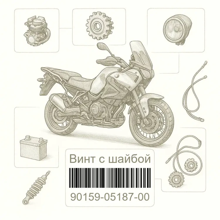 90159-05187-00 Винт с шайбой, Yamaha Номер детали 90159-05187-00, 901590518700, 90159-05187, 9015905187, 90159 05187