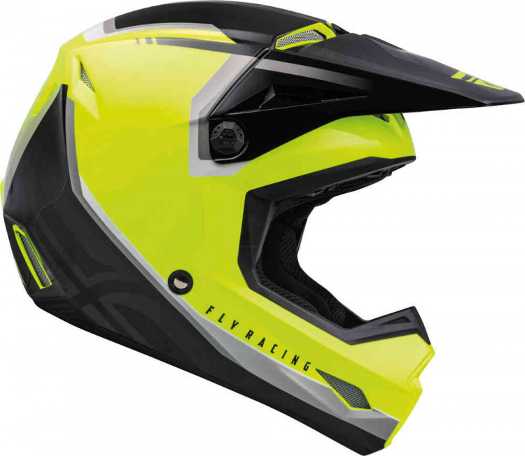 Мотошлем для мотокросса и эндуро Fly Racing Kinetic Vision Черный/неоновый желтый 70004-S-647