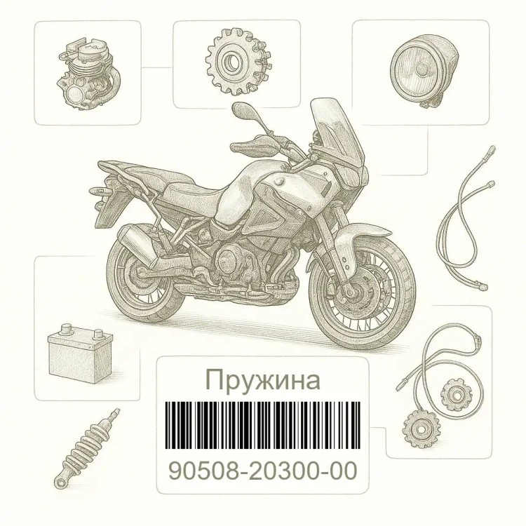 90508-20300-00 Пружина, Yamaha Номер детали 90508-20300-00, 905082030000, 90508-20300, 9050820300, 90508 20300