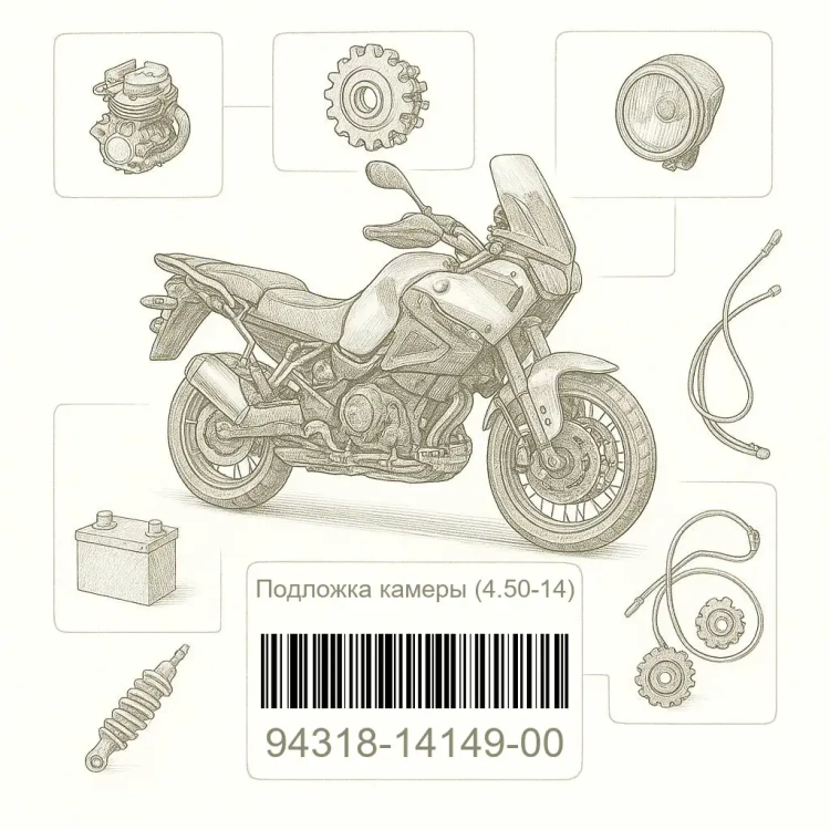 94318-14149-00 Подложка камеры (4.50-14), Yamaha Номер детали 94318-14149-00, 943181414900, 94318-14149, 9431814149, 94318 14149
