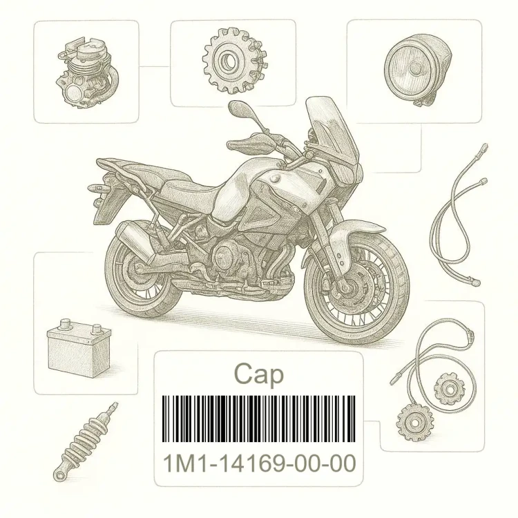 1M1-14169-00-00 Cap, Yamaha Номер детали 1M1-14169-00-00, 1M1141690000, 1M1-14169-00, 1M11416900, 1M1 14169 00