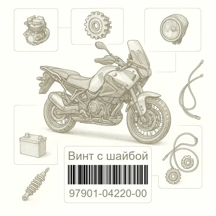 97901-04220-00 Винт с шайбой, Yamaha Номер детали 97901-04220-00, 979010422000, 97901-04220, 9790104220, 97901 04220
