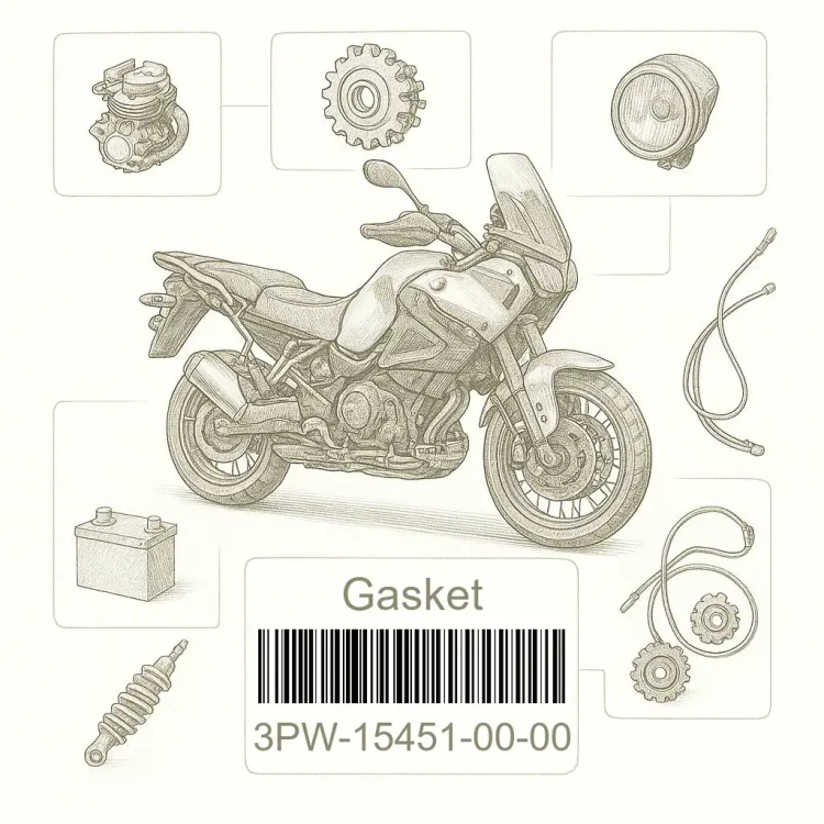 3PW-15451-00-00 Gasket, Crankcase Cover 1, Yamaha Номер детали 3PW-15451-00-00, 3PW154510000, 3PW-15451-00, 3PW1545100, 3PW 15451 00