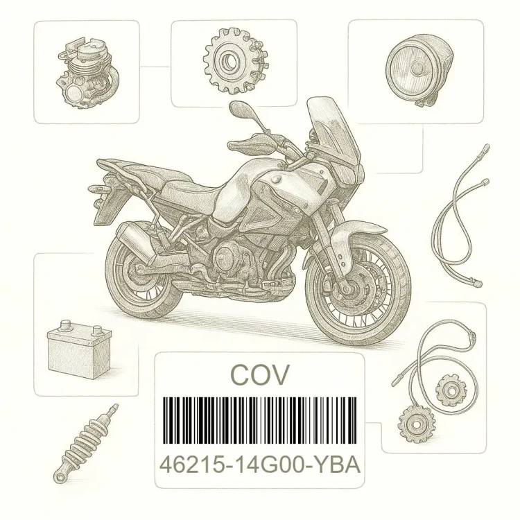 46215-14G00-YBA COV,PILLION RIDER HNDL FR, Suzuki Номер детали 46215-14G00-YBA, 4621514G00YBA