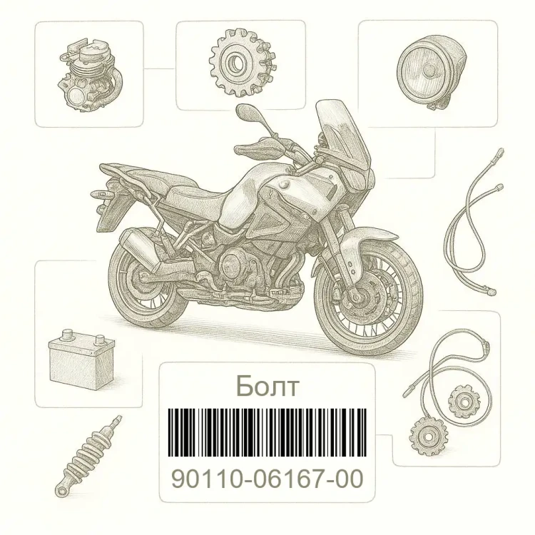 90110-06167-00 Болт, Yamaha Номер детали 90110-06167-00, 901100616700, 90110-06167, 9011006167, 90110 06167