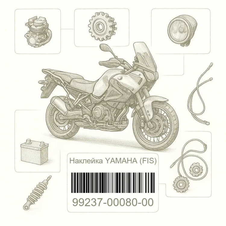 99237-00080-00 Наклейка YAMAHA (FIS), Yamaha Номер детали 99237-00080-00, 992370008000, 99237-00080, 9923700080, 99237 00080