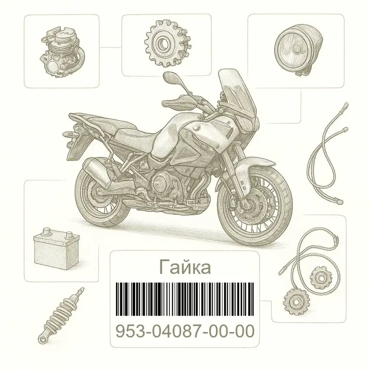 953-04087-00-00 Гайка, Yamaha Номер детали 953-04087-00-00, 953040870000, 953-04087-00, 9530408700, 953 04087 00
