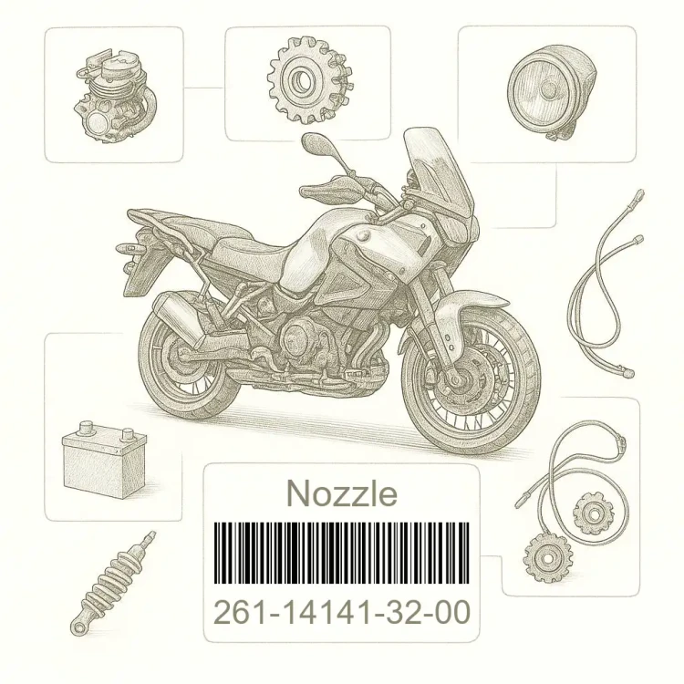261-14141-32-00 Nozzle, Main, Yamaha Номер детали 261-14141-32-00, 261141413200, 261-14141-32, 2611414132, 261 14141 32