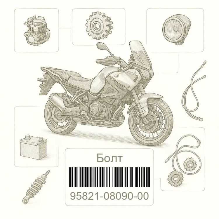 95821-08090-00 Болт, Yamaha Номер детали 95821-08090-00, 958210809000, 95821-08090, 9582108090, 95821 08090