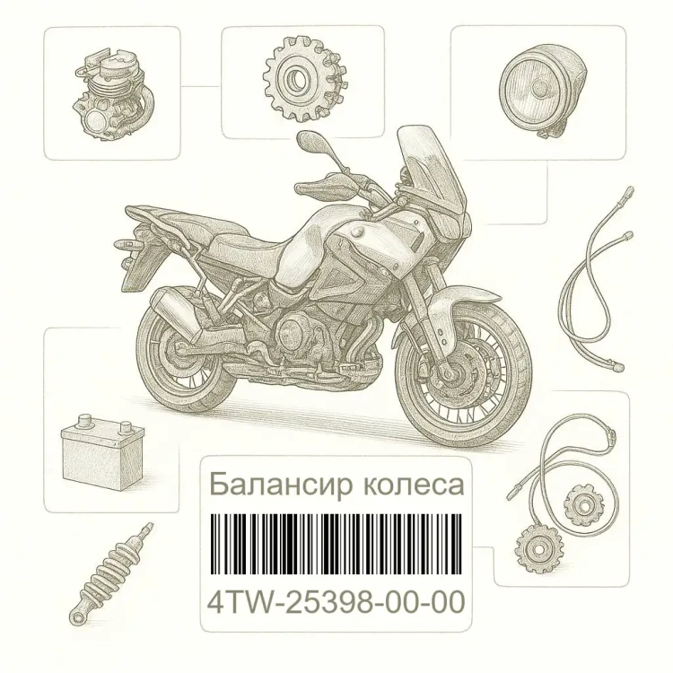 4TW-25398-00-00 Балансир колеса, Yamaha Номер детали 4TW-25398-00-00, 4TW253980000, 4TW-25398-00, 4TW2539800, 4TW 25398 00