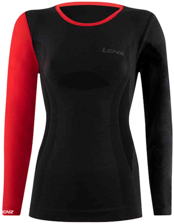 термобелье - майка женская Lenz 6.0 Merino Round Neck Черный/Красный 243-23