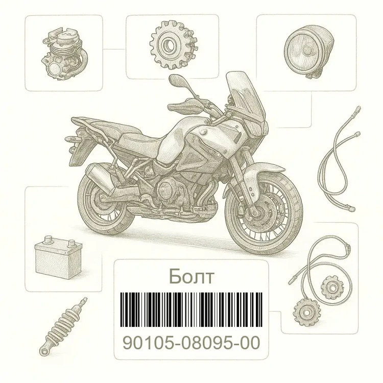 90105-08095-00 Болт, Yamaha Номер детали 90105-08095-00, 901050809500, 90105-08095, 9010508095, 90105 08095