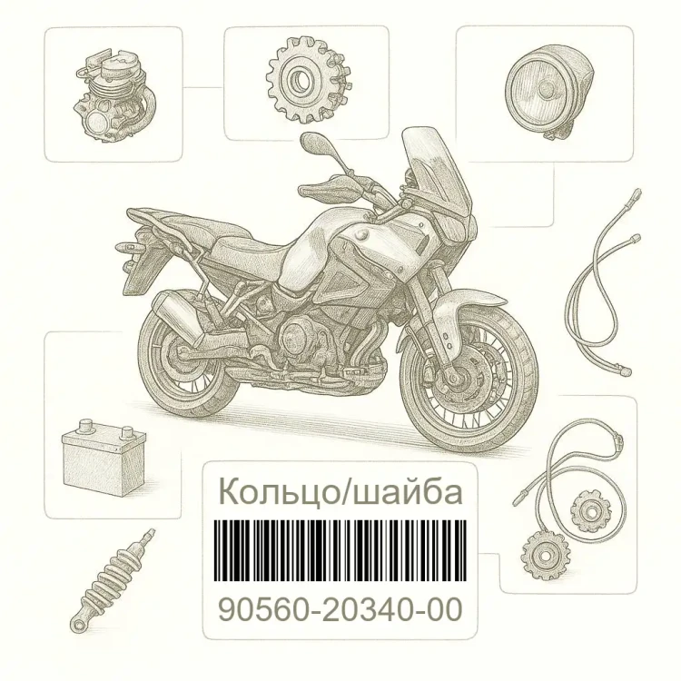 90560-20340-00 Кольцо/шайба, Yamaha Номер детали 90560-20340-00, 905602034000, 90560-20340, 9056020340, 90560 20340