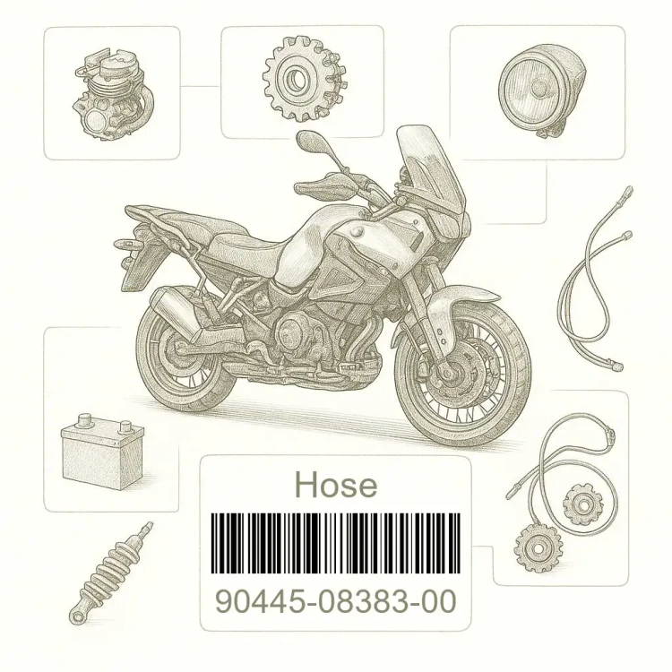 90445-08383-00 Hose, Yamaha Номер детали 90445-08383-00, 904450838300, 90445-08383, 9044508383, 90445 08383