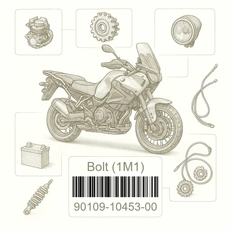 90109-10453-00 Bolt (1M1), Yamaha Номер детали 90109-10453-00, 901091045300, 90109-10453, 9010910453, 90109 10453