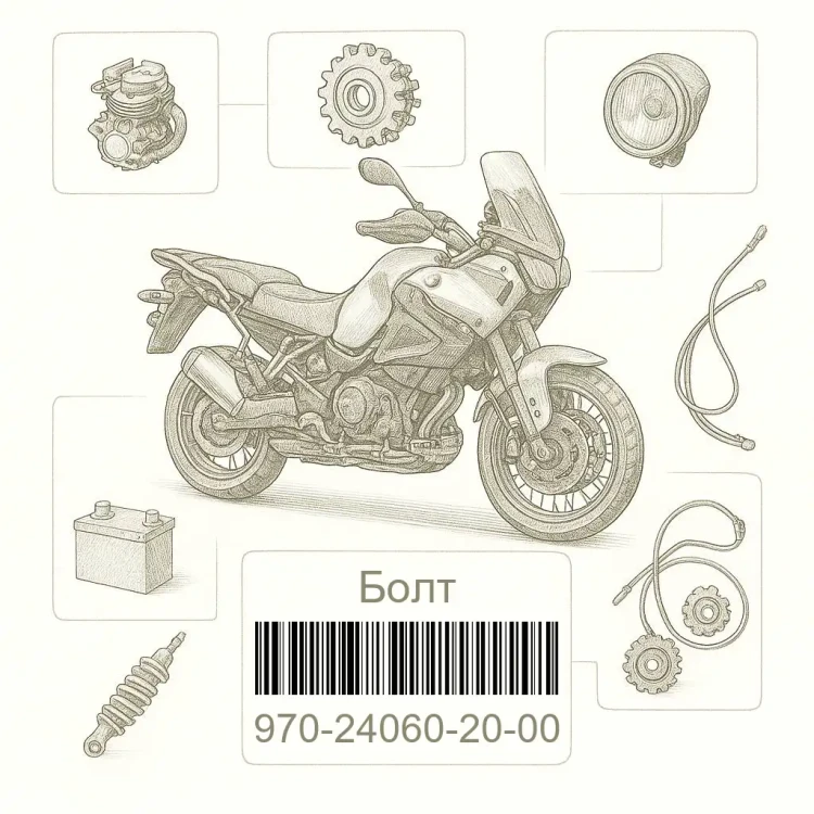 970-24060-20-00 Болт, Yamaha Номер детали 970-24060-20-00, 970240602000, 970-24060-20, 9702406020, 970 24060 20