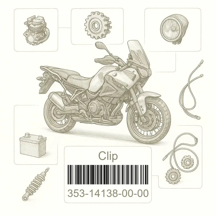 353-14138-00-00 Clip, Plunger, Yamaha Номер детали 353-14138-00-00, 353141380000, 353-14138-00, 3531413800, 353 14138 00
