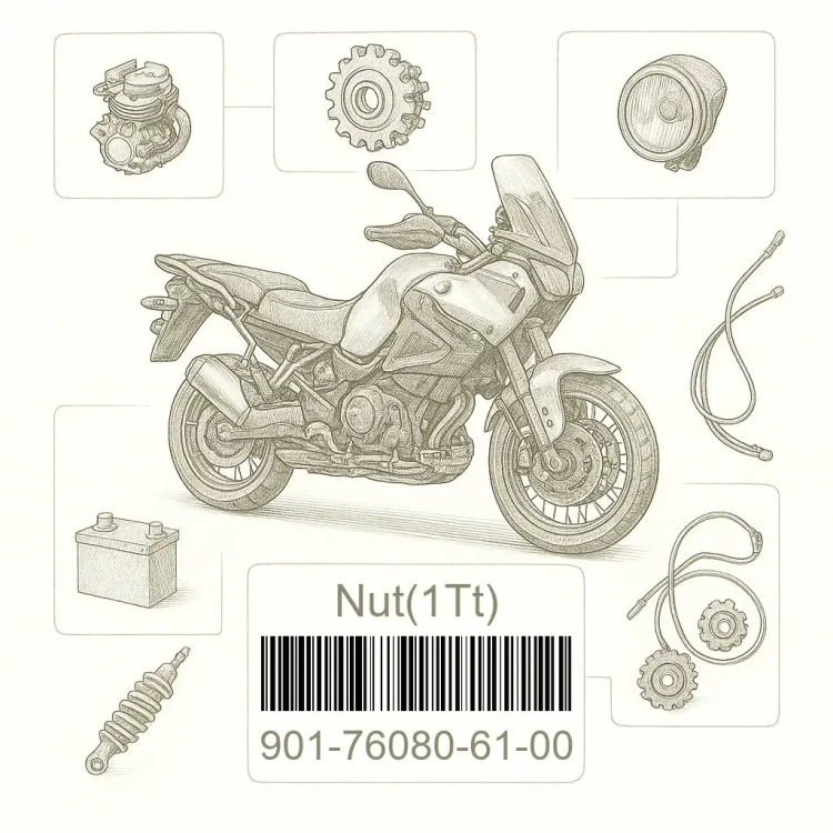 901-76080-61-00 Nut(1Tt), Yamaha Номер детали 901-76080-61-00, 901760806100, 901-76080-61, 9017608061, 901 76080 61