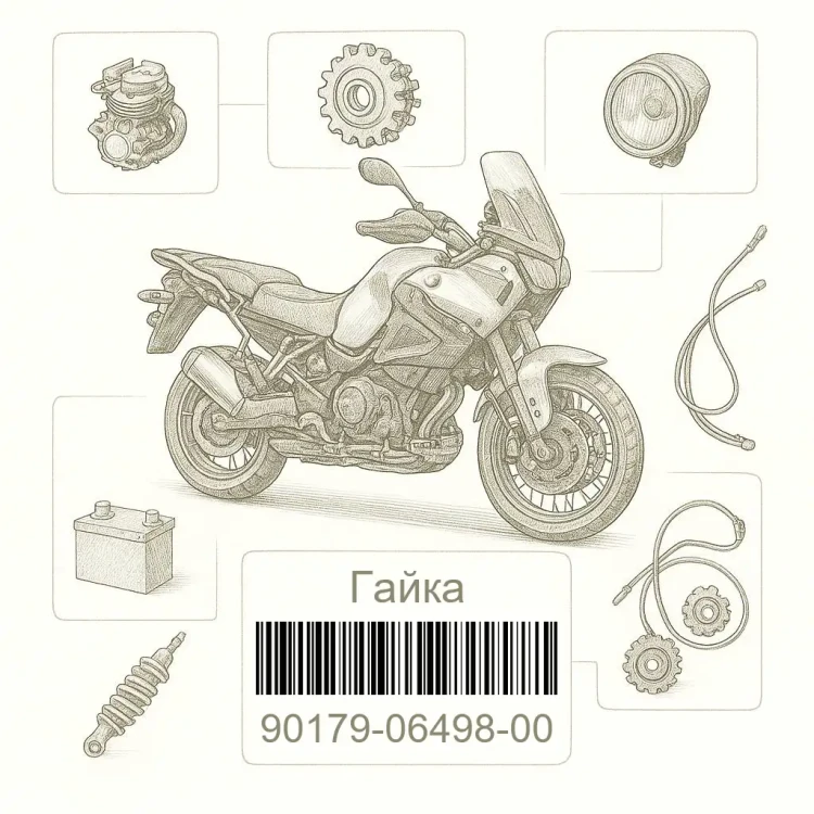 90179-06498-00 Гайка, Yamaha Номер детали 90179-06498-00, 901790649800, 90179-06498, 9017906498, 90179 06498
