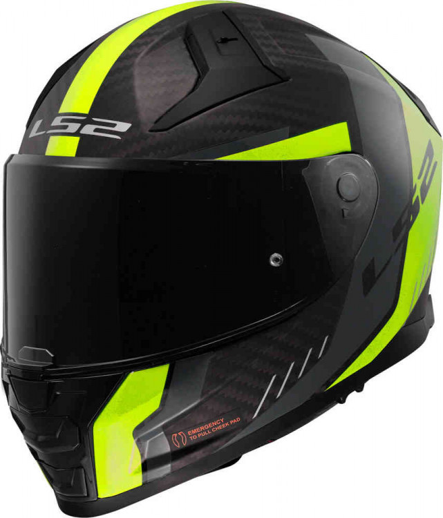 Мотошлем интеграл LS2 FF811 Vector II Carbon Grid Флуоресцентный желтый 168115354XS