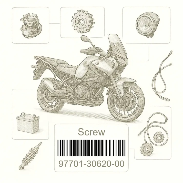 97701-30620-00 Screw, Tapping (59N), Yamaha Номер детали 97701-30620-00, 977013062000, 97701-30620, 9770130620, 97701 30620