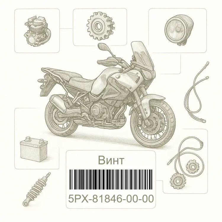 5PX-81846-00-00 Винт, Yamaha Номер детали 5PX-81846-00-00, 5PX818460000, 5PX-81846-00, 5PX8184600, 5PX 81846 00