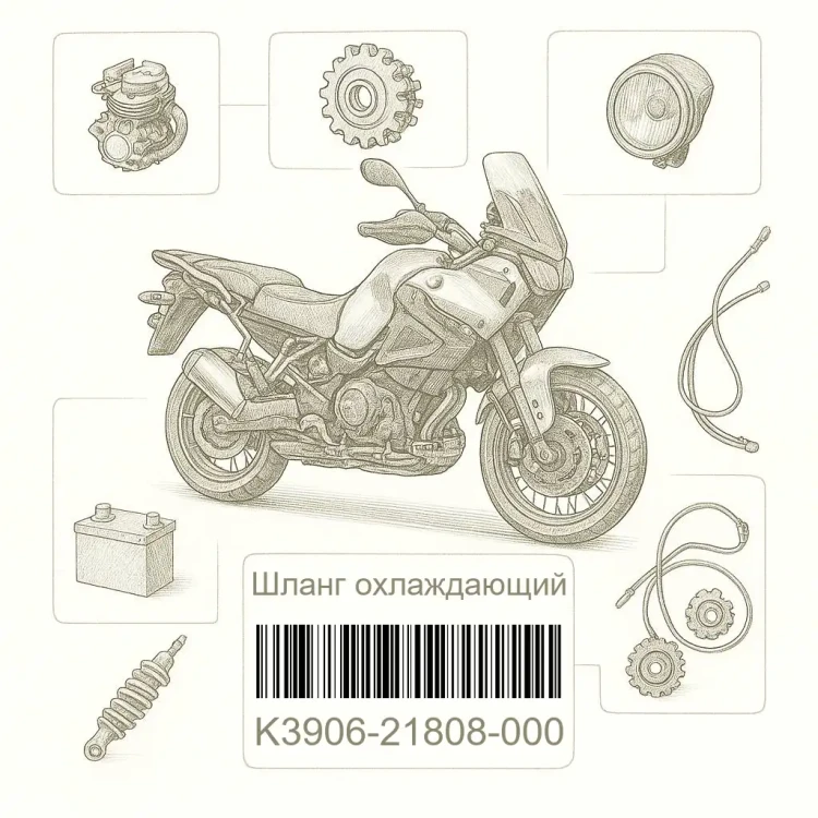 K3906-21808-000 Шланг охлаждающий, головка - радиатор, Suzuki Номер детали K3906-21808-000, K390621808000, K3906-21808, K390621808, K3906 21808
