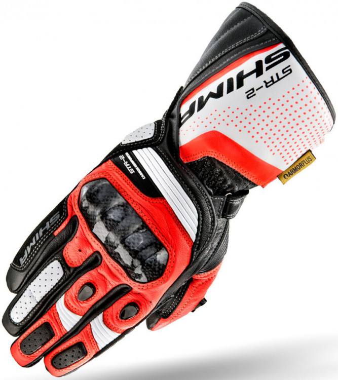Мотоперчатки для города, спорта и туринга SHIMA STR-2 Черный/Белый/Красный STR-2-GLOVES-RED-FLUO-M
