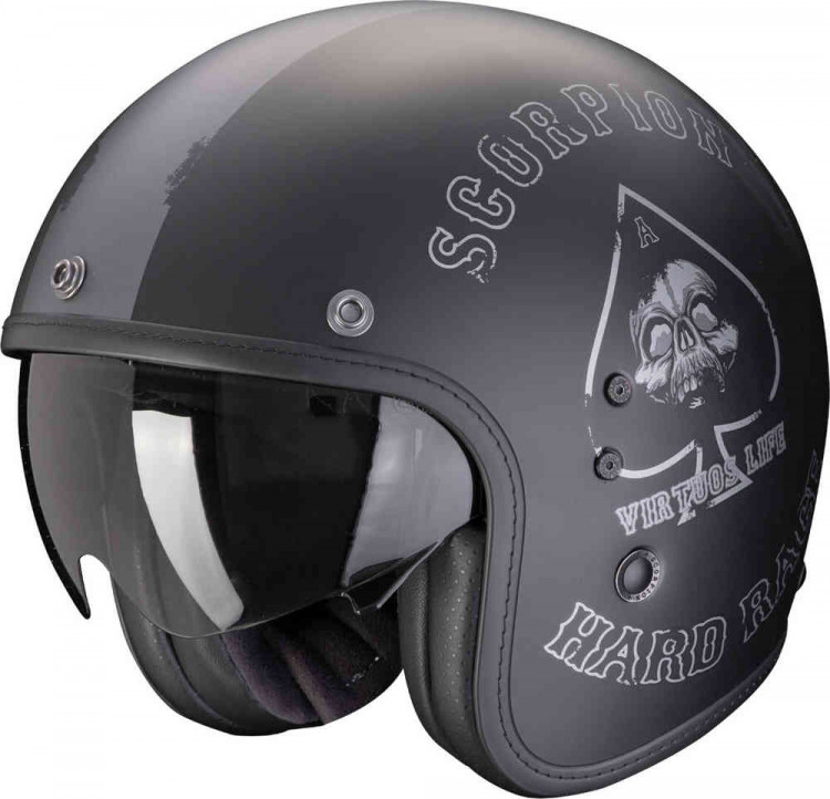 Мотошлем открытый Scorpion Belfast Evo Spade Черный матовый/Серебристый 78-458-159-02